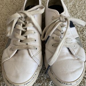 Nautical leather womens sneakers, size 8